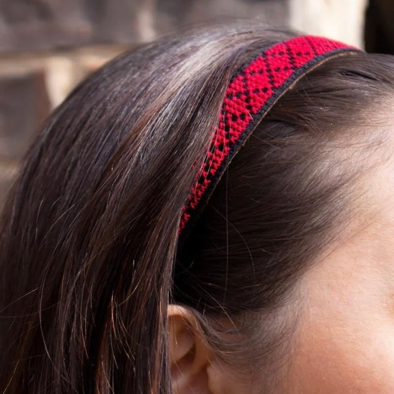 Hand-Made Embroidery Tatreez Headband - Red