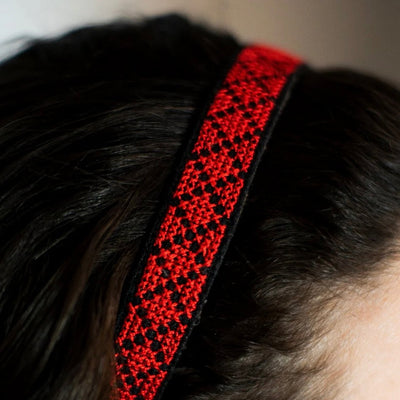 Hand-Made Embroidery Tatreez Headband - Red