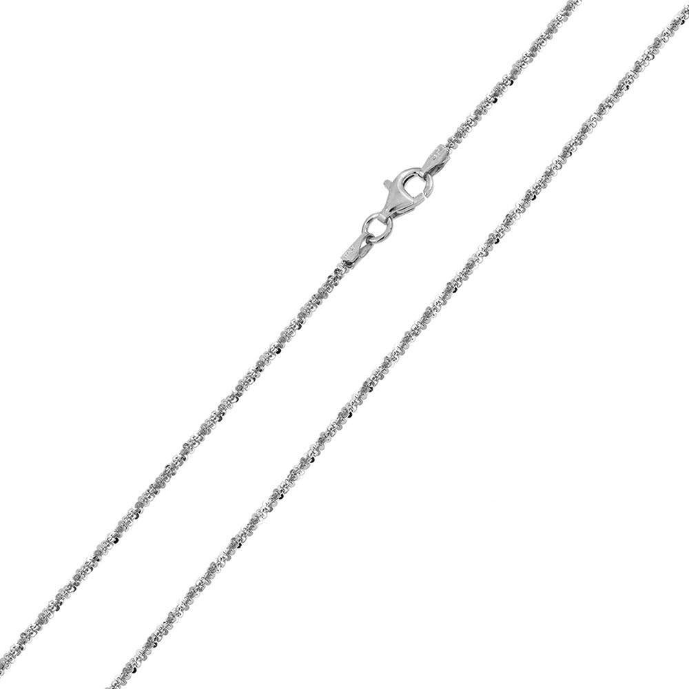 Sterling Silver Criss Cross Rock 030 2mm Chain All Lengths