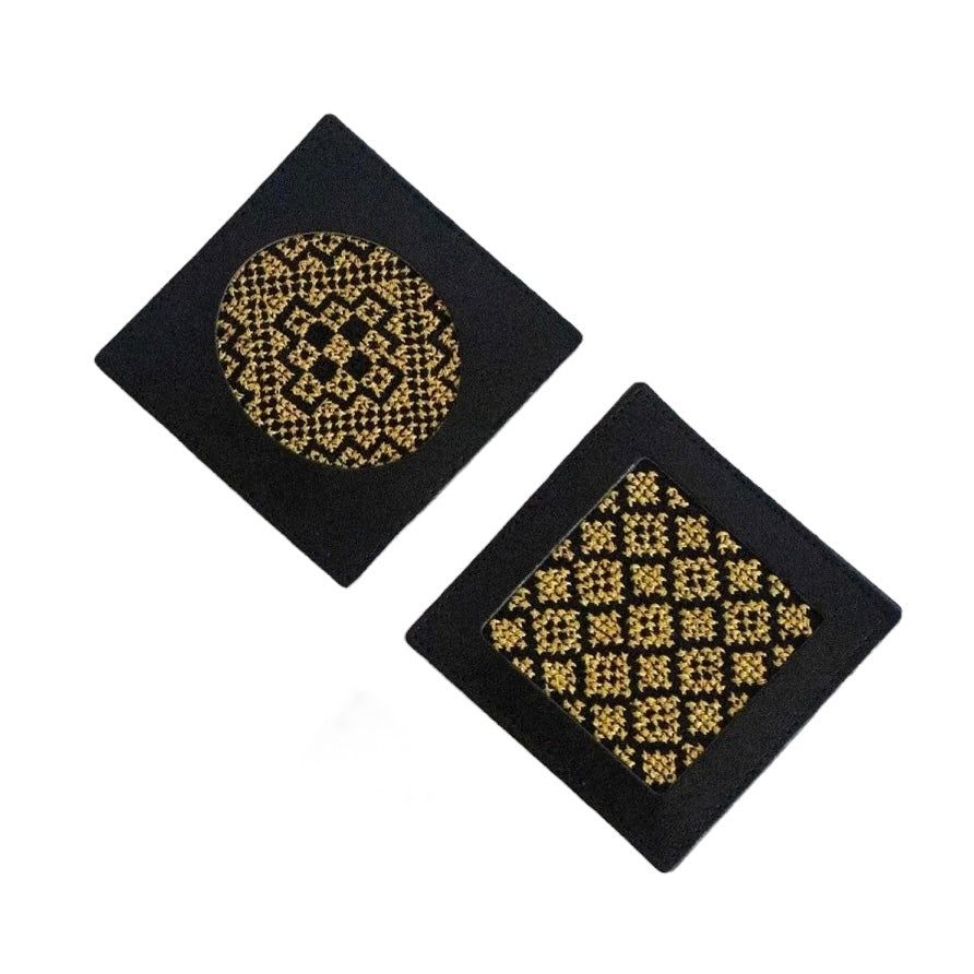 Hand-Made Embroidery Tatreez Coaster - Gold (2pc Set)