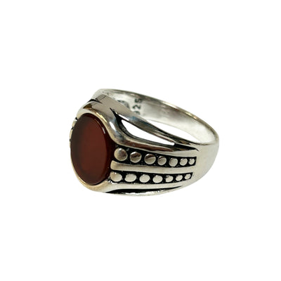 Sterling Silver Red Agate Stone Ring