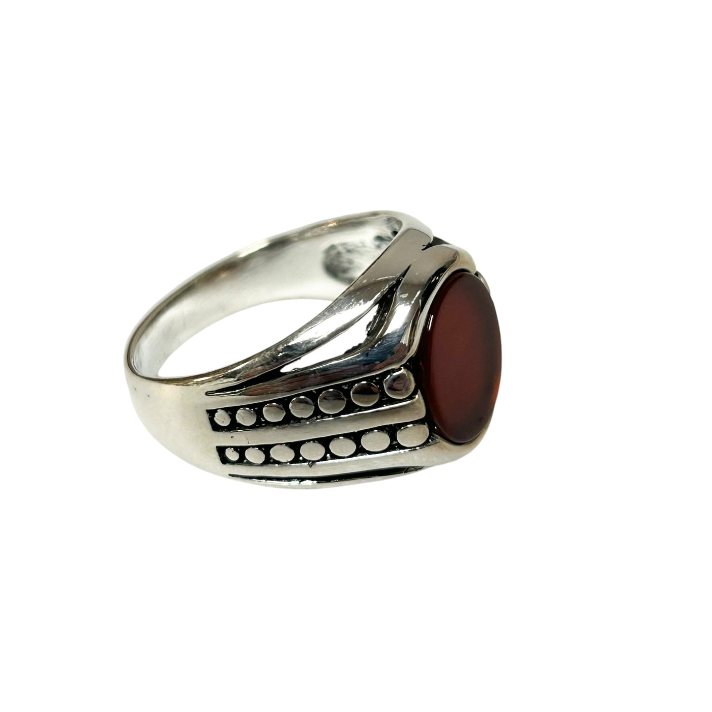 Sterling Silver Red Agate Stone Ring