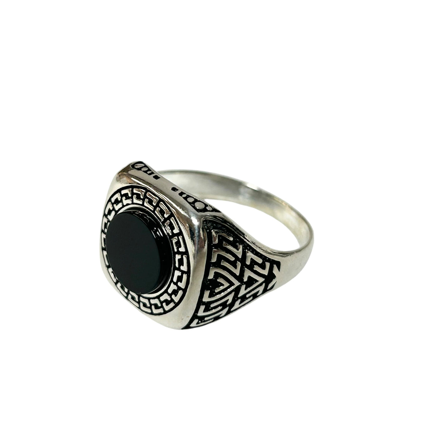 Sterling Silver Black Onyx Agate Stone Ring