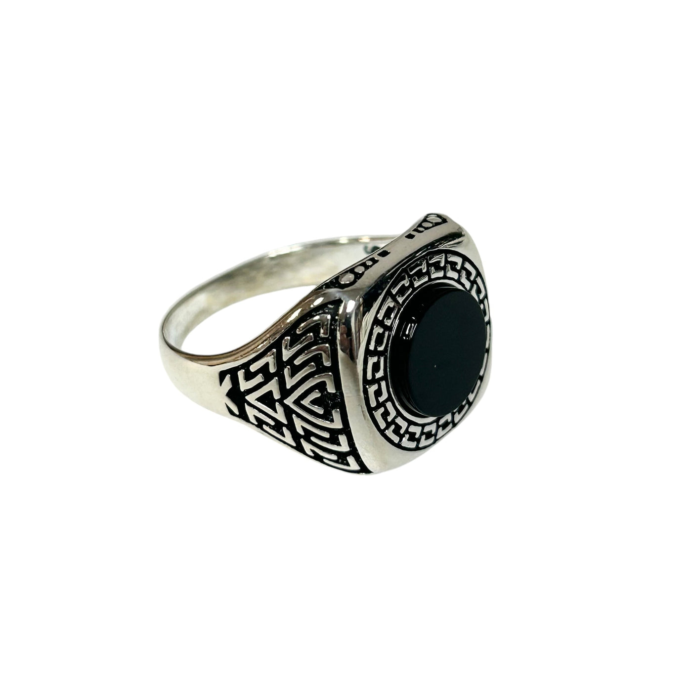 Sterling Silver Black Onyx Agate Stone Ring