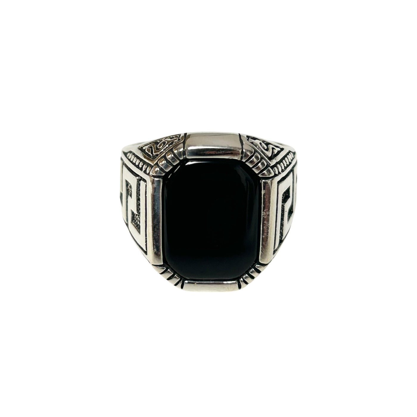 Sterling Silver Black Onyx Agate Stone Ring