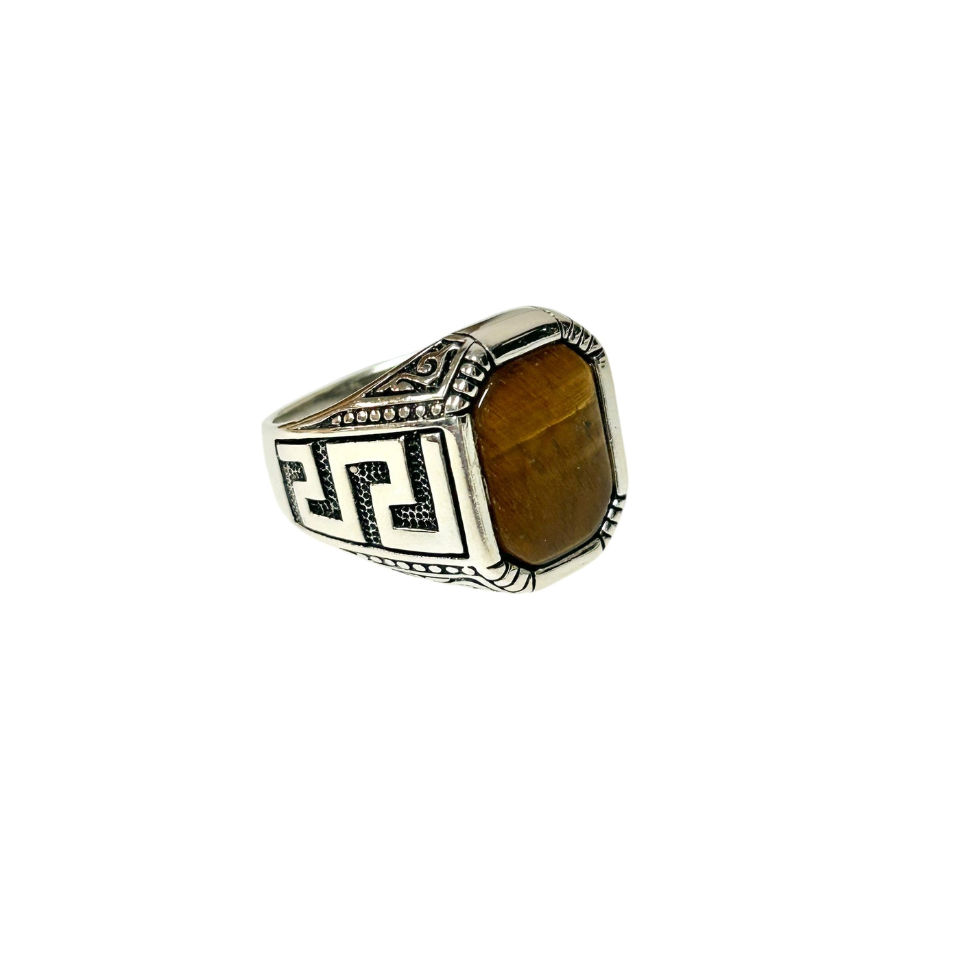 Sterling Silver Tiger Eye Agate Stone Ring