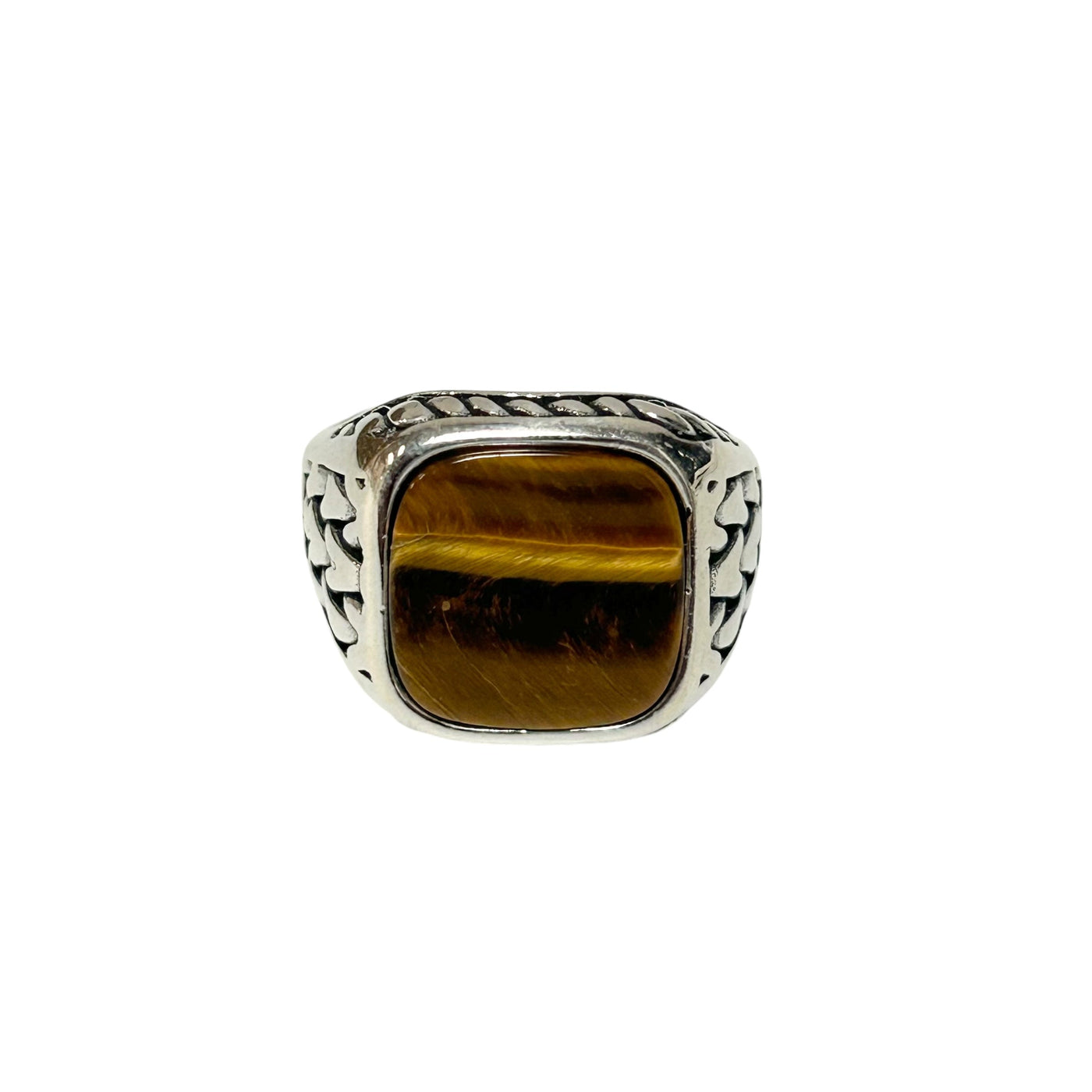 Sterling Silver Tiger Eye Agate Stone Ring