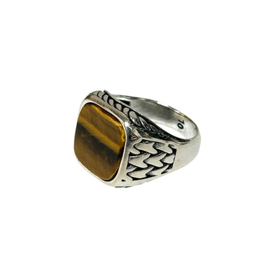 Sterling Silver Tiger Eye Agate Stone Ring