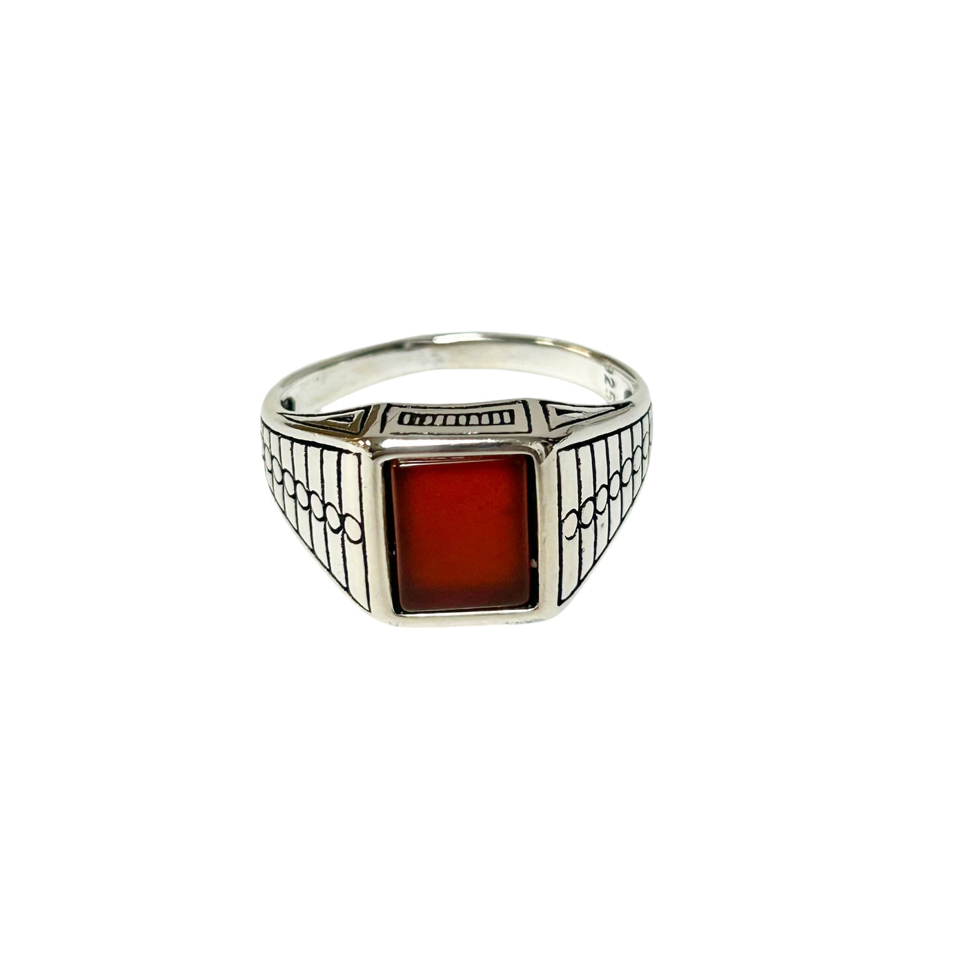 Sterling Silver Red Agate Stone Ring