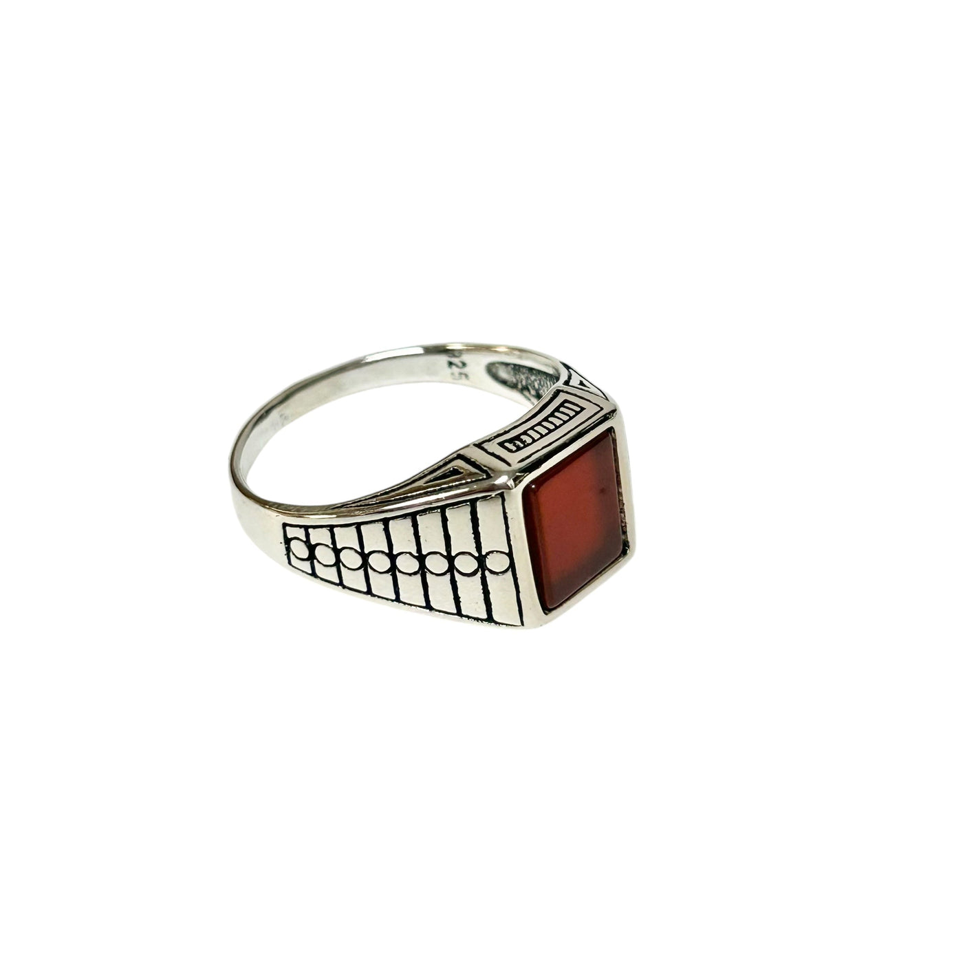 Sterling Silver Red Agate Stone Ring