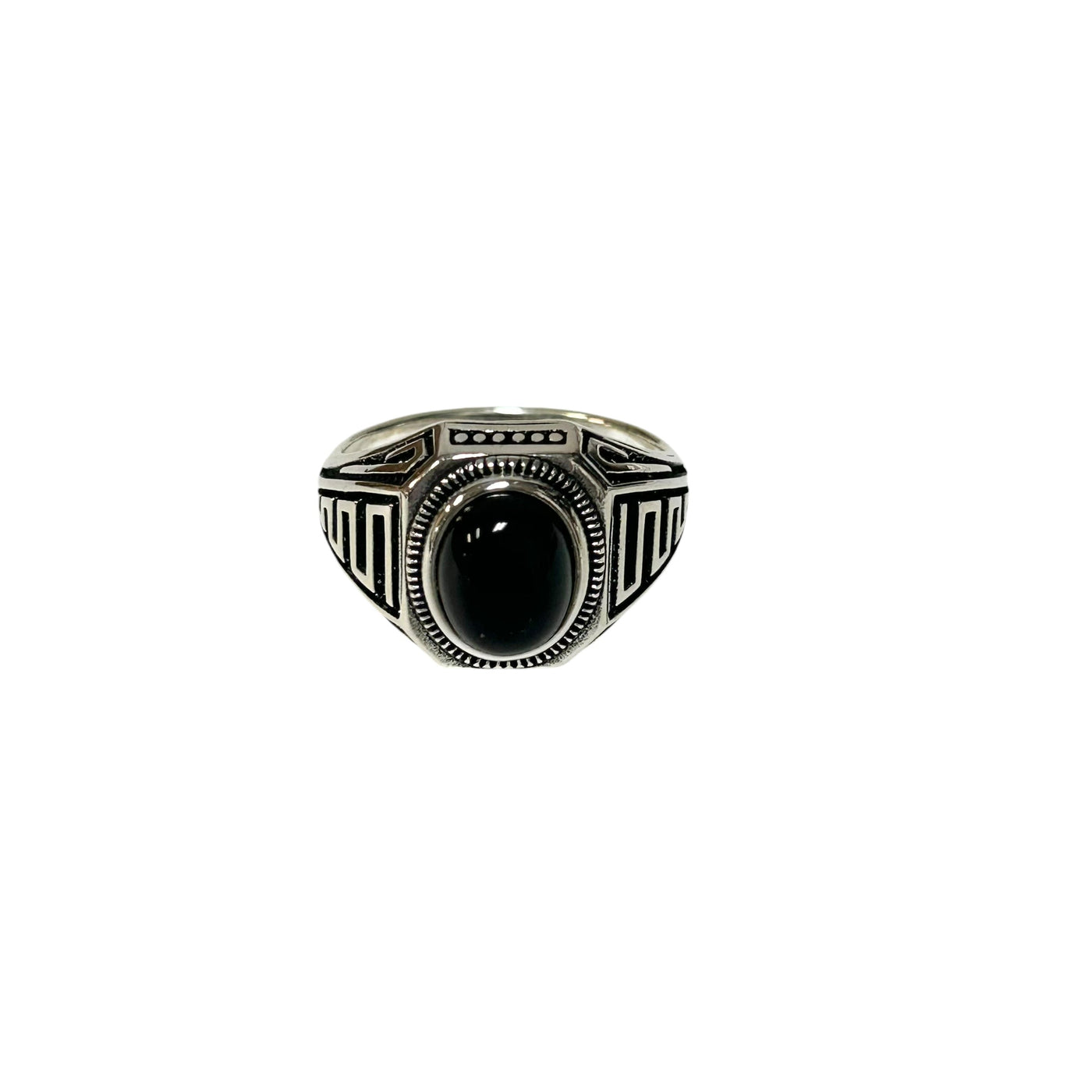 Sterling Silver Black Onyx Agate Stone Ring