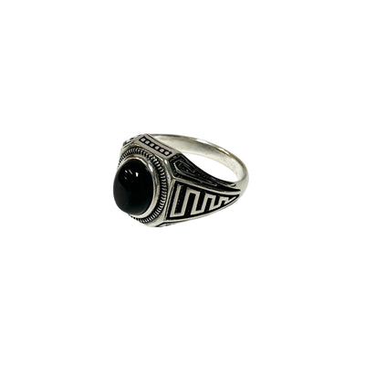 Sterling Silver Black Onyx Agate Stone Ring