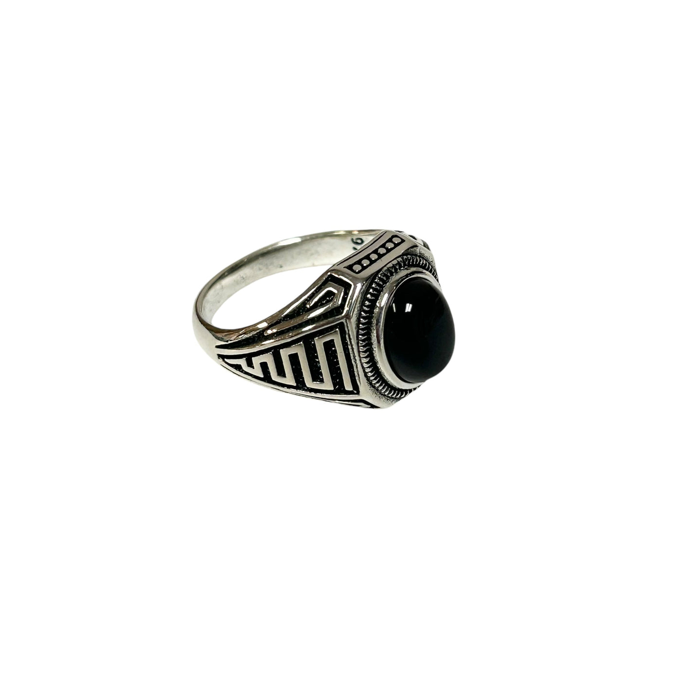 Sterling Silver Black Onyx Agate Stone Ring