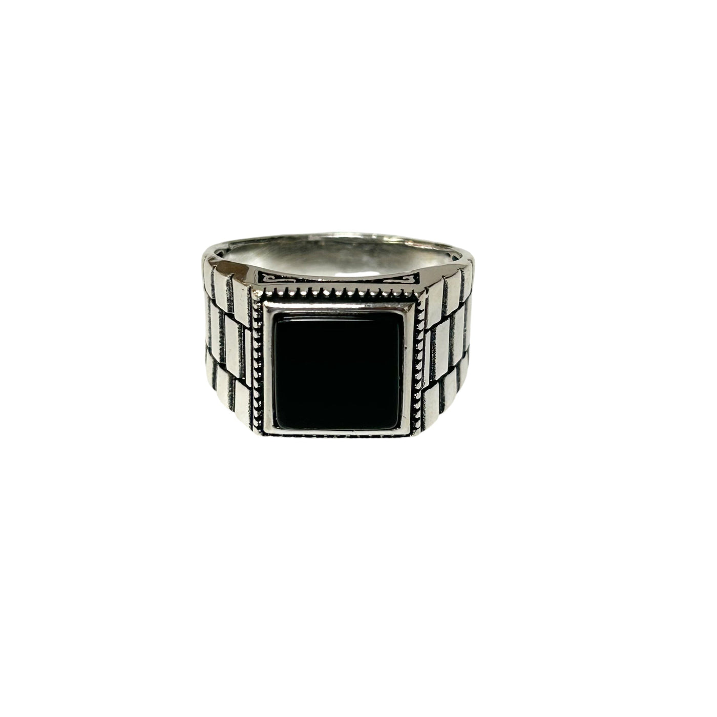 Sterling Silver Black Onyx Agate Stone Ring