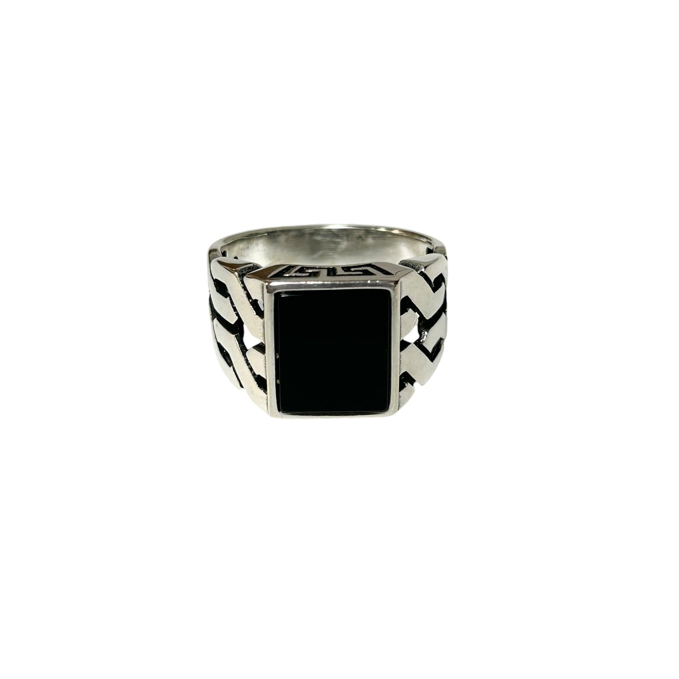 Sterling Silver Black Onyx Agate Stone Ring