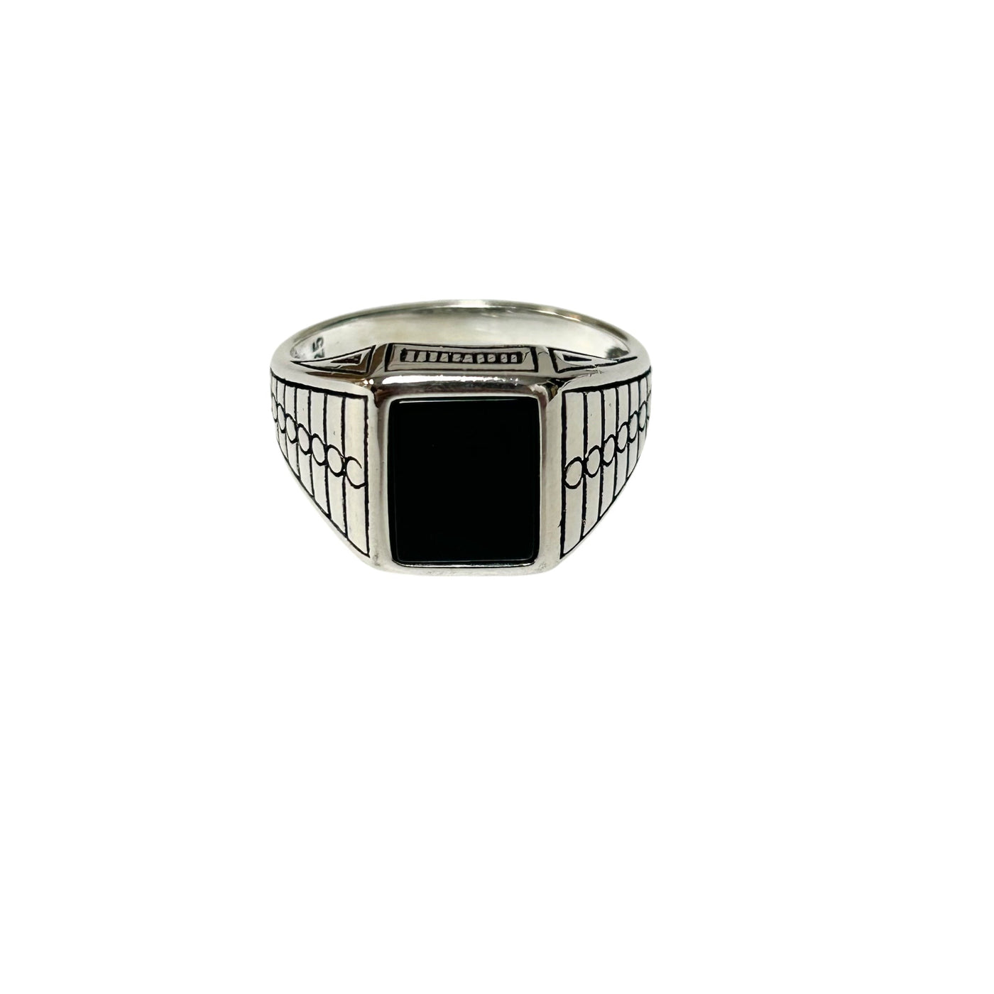 Sterling Silver Black Onyx Agate Stone Ring