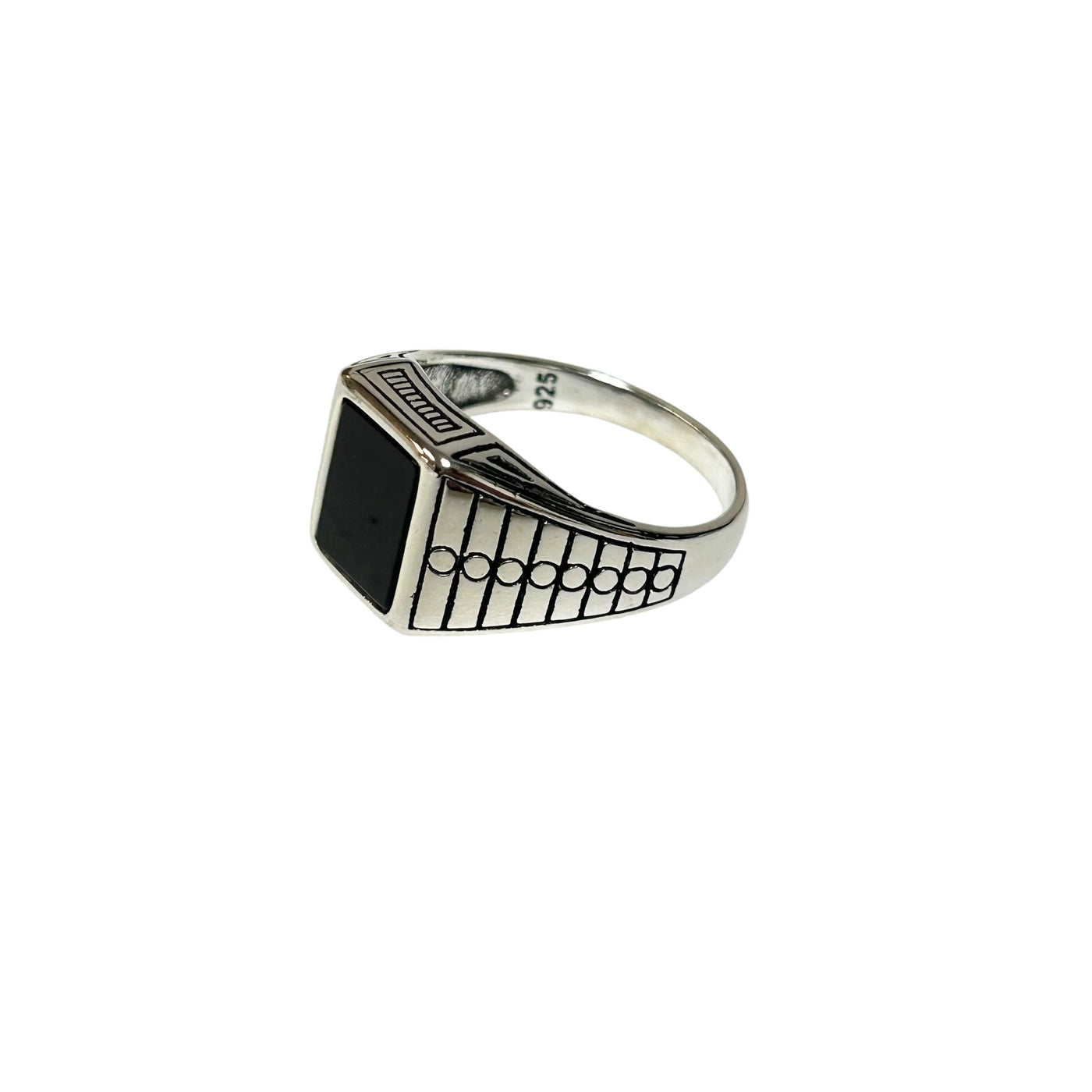 Sterling Silver Black Onyx Agate Stone Ring