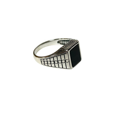 Sterling Silver Black Onyx Agate Stone Ring