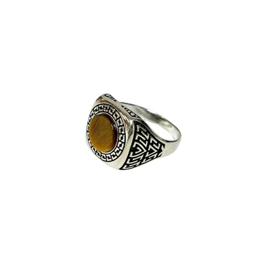 Sterling Silver Tiger Eye Agate Stone Ring