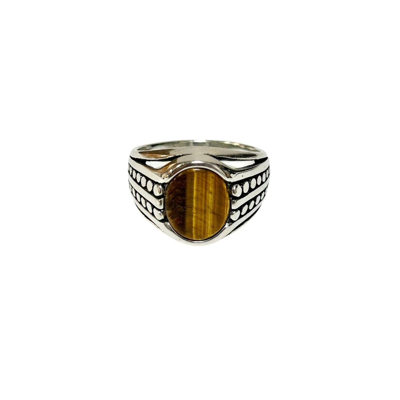 Sterling Silver Tiger Eye Agate Stone Ring