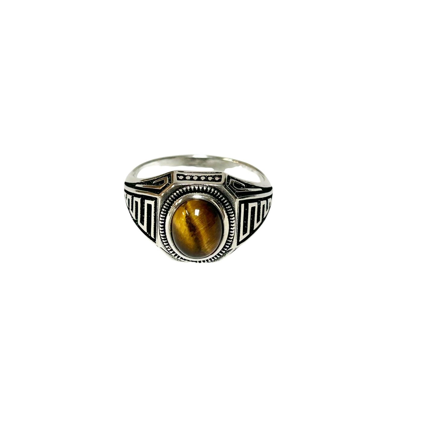 Sterling Silver Tiger Eye Agate Stone Ring