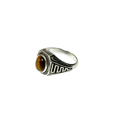 Sterling Silver Tiger Eye Agate Stone Ring