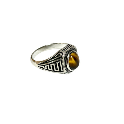 Sterling Silver Tiger Eye Agate Stone Ring