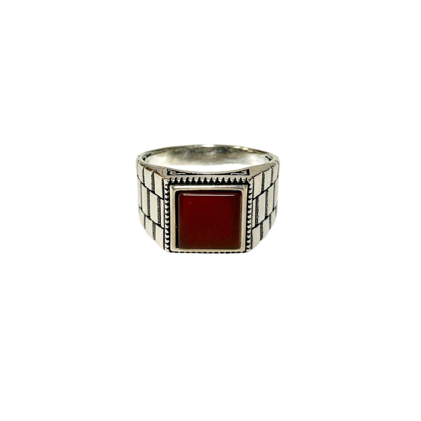 Sterling Silver Red Agate Stone Ring