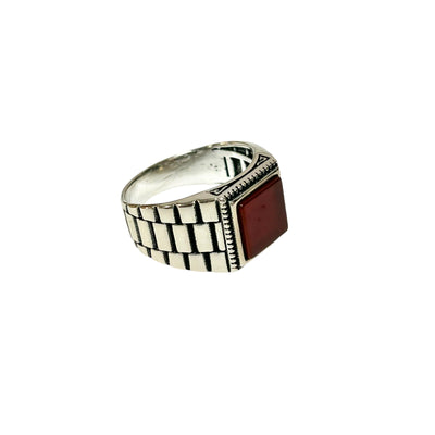 Sterling Silver Red Agate Stone Ring