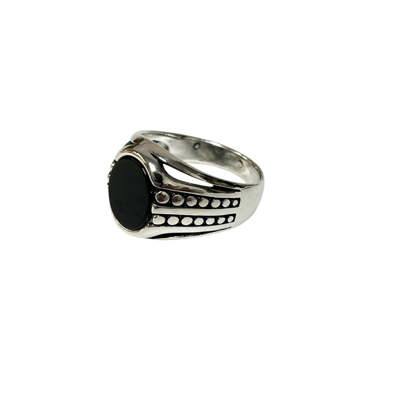 Sterling Silver Black Onyx Agate Stone Ring