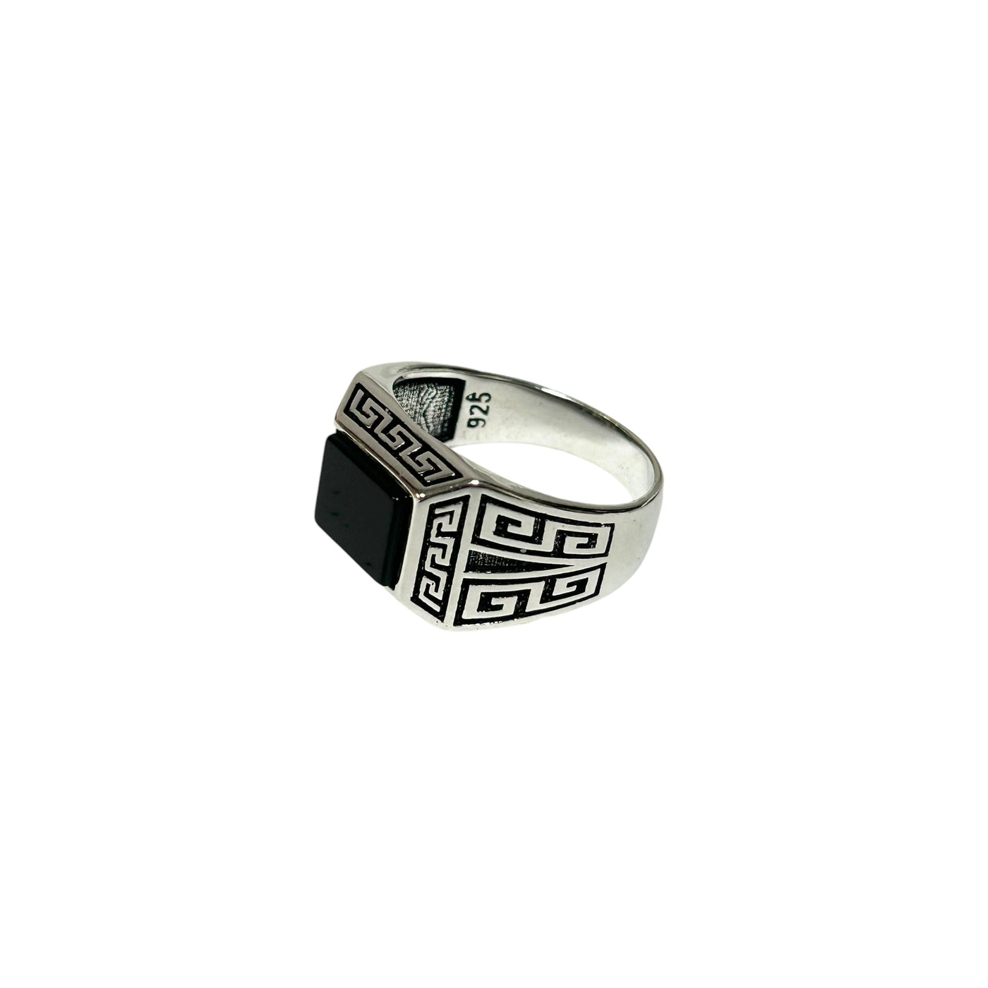 Sterling Silver Black Onyx Agate Stone Ring