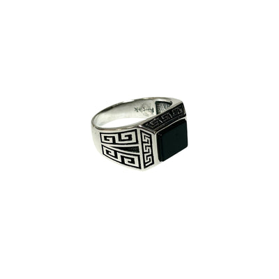 Sterling Silver Black Onyx Agate Stone Ring