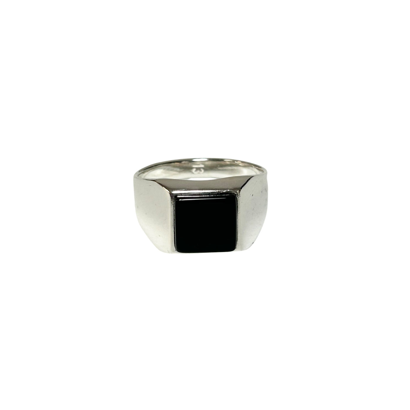 Sterling Silver Black Onyx Agate Stone Ring