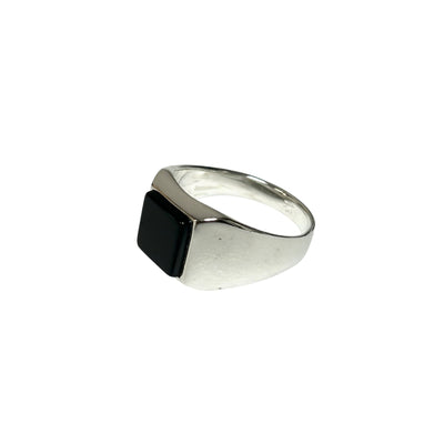 Sterling Silver Black Onyx Agate Stone Ring