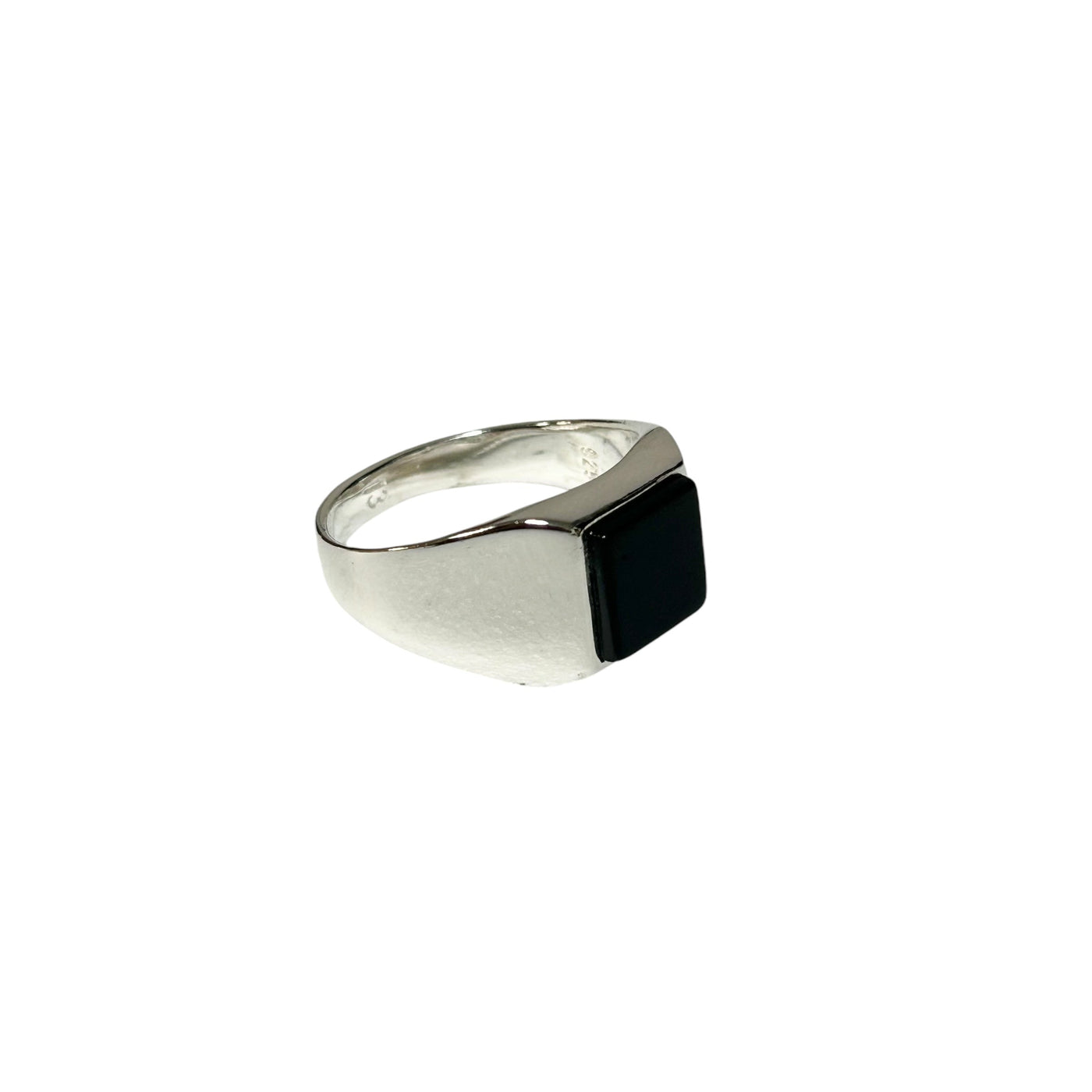 Sterling Silver Black Onyx Agate Stone Ring