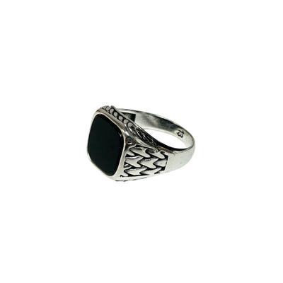 Sterling Silver Black Onyx Agate Stone Ring