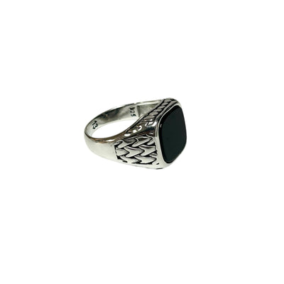 Sterling Silver Black Onyx Agate Stone Ring