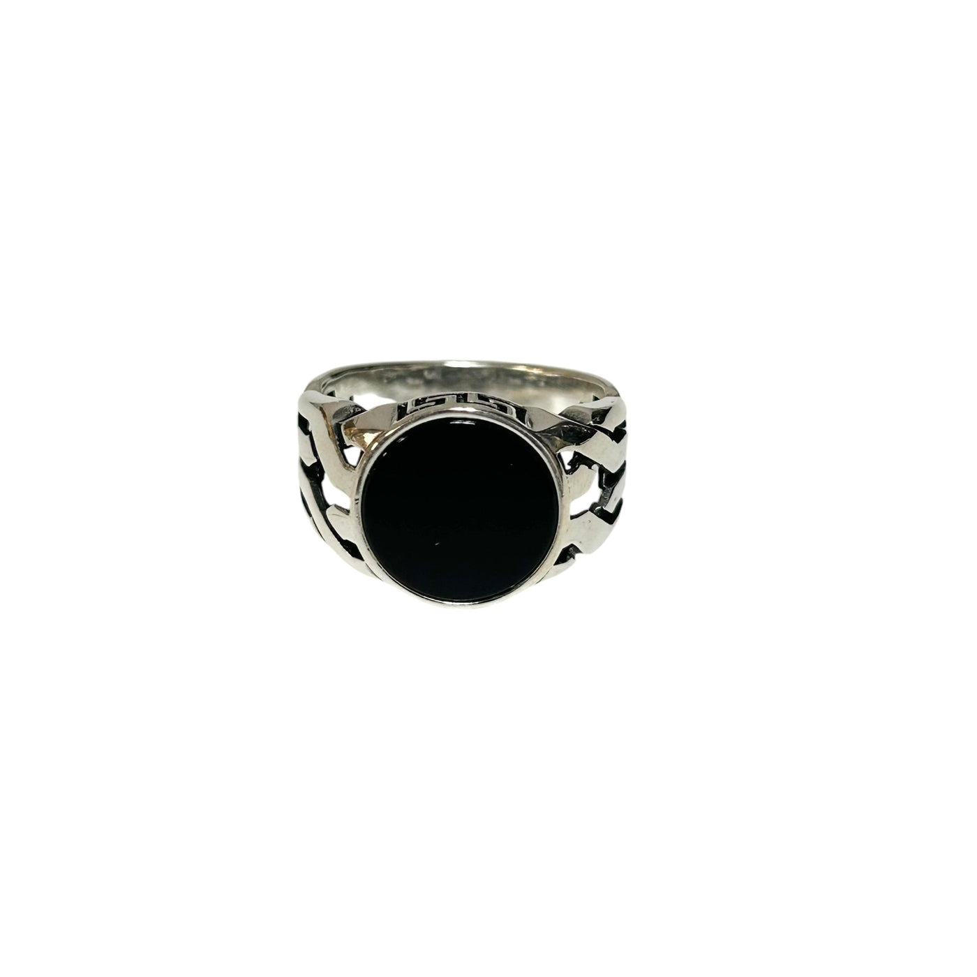 Sterling Silver Black Onyx Agate Stone Ring