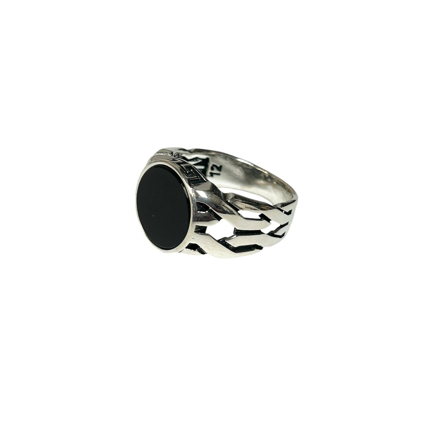 Sterling Silver Black Onyx Agate Stone Ring