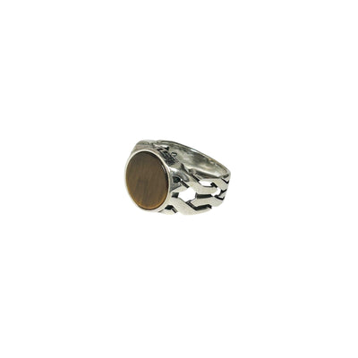 Sterling Silver Tiger Eye Agate Stone Ring