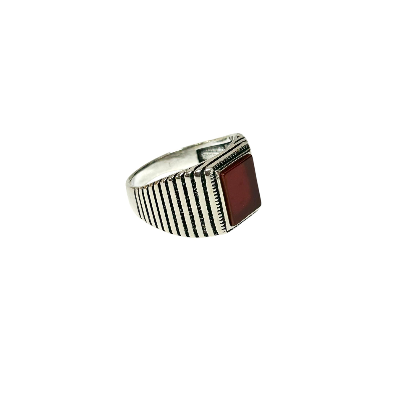 Sterling Silver Red Agate Stone Ring