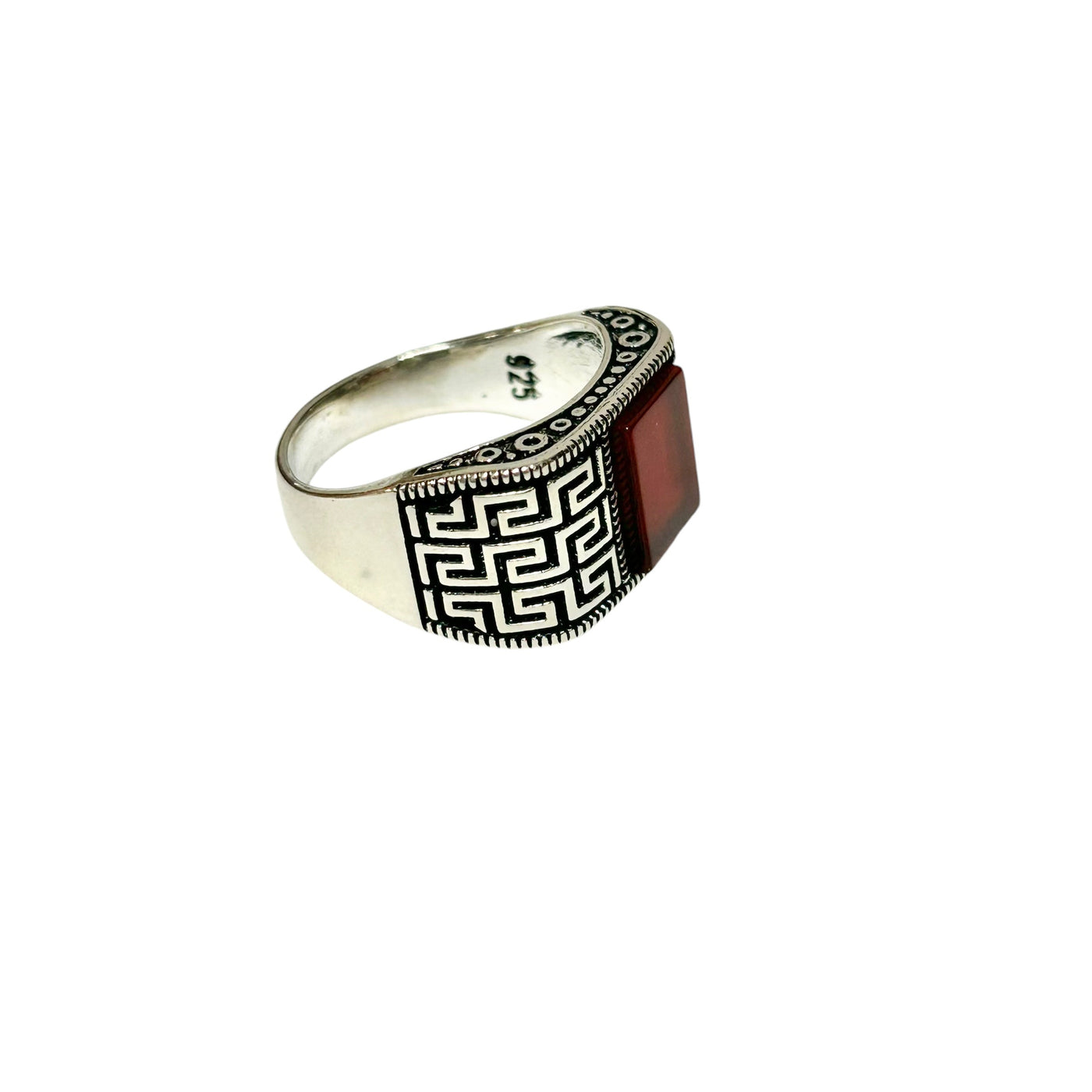 Sterling Silver Red Agate Stone Ring