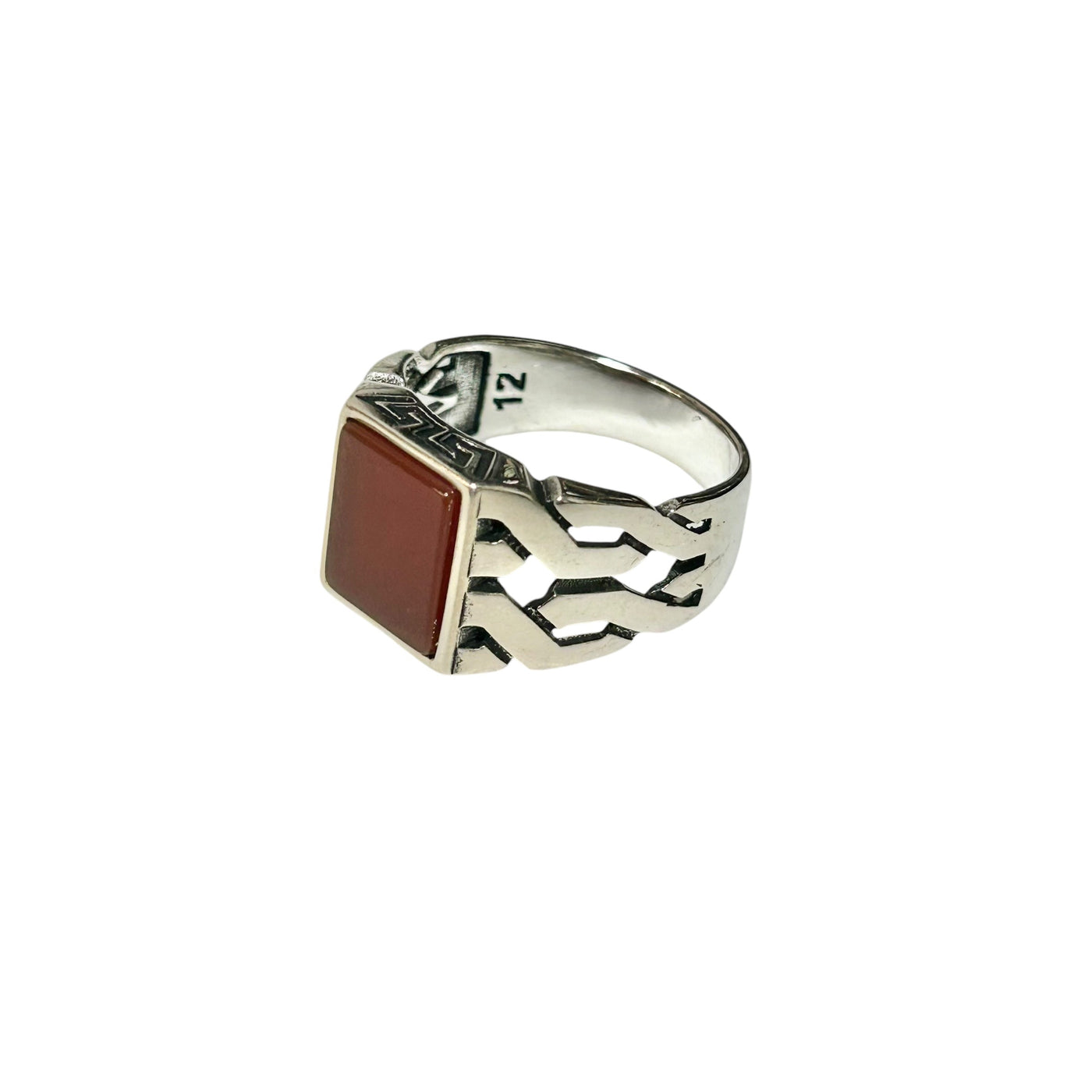 Sterling Silver Red Agate Stone Ring