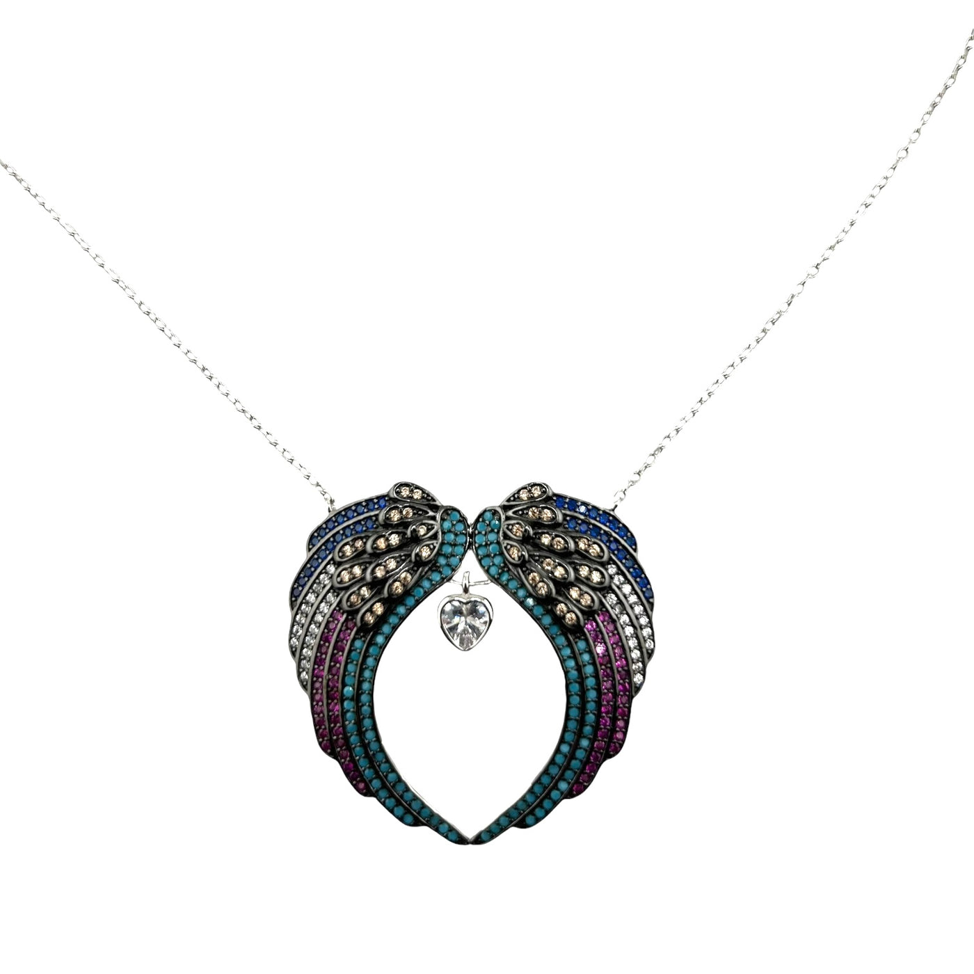 Sterling Silver CZ Multicolor Womens Necklace