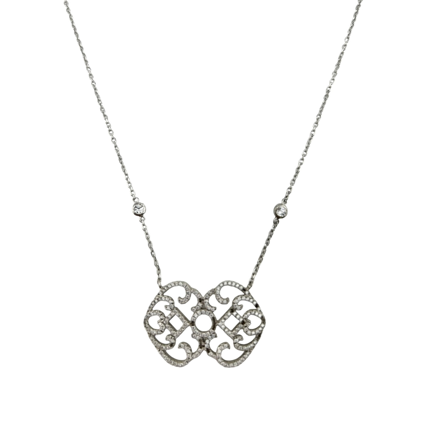 Sterling Silver CZ Womens Necklace