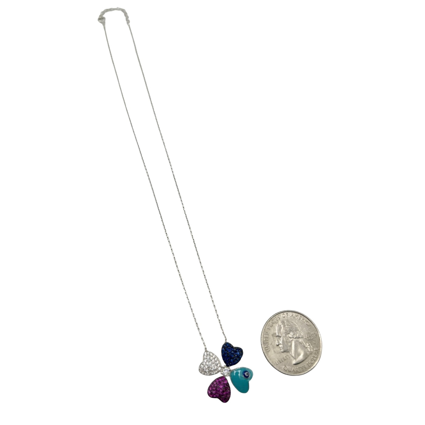 Sterling Silver CZ Multicolor Womens Necklace