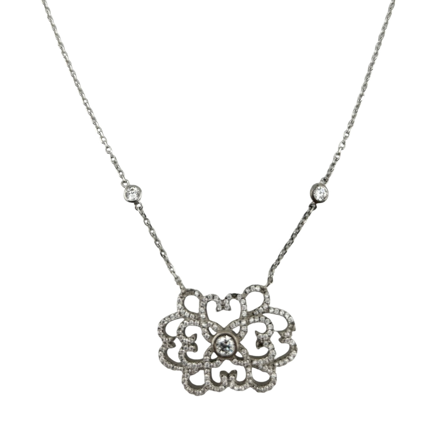 Sterling Silver CZ Womens Necklace