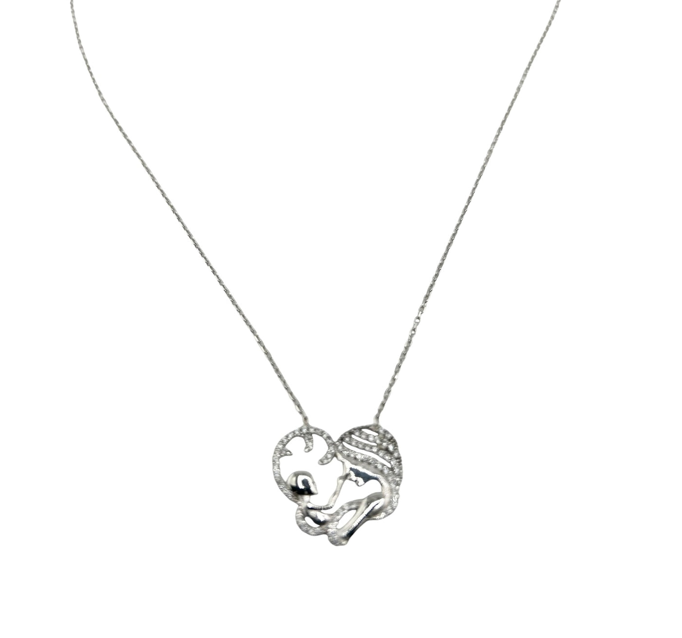 Sterling Silver CZ Motherhood Womens Necklace