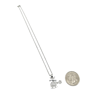 Sterling Silver CZ Helicopter Womens Necklace