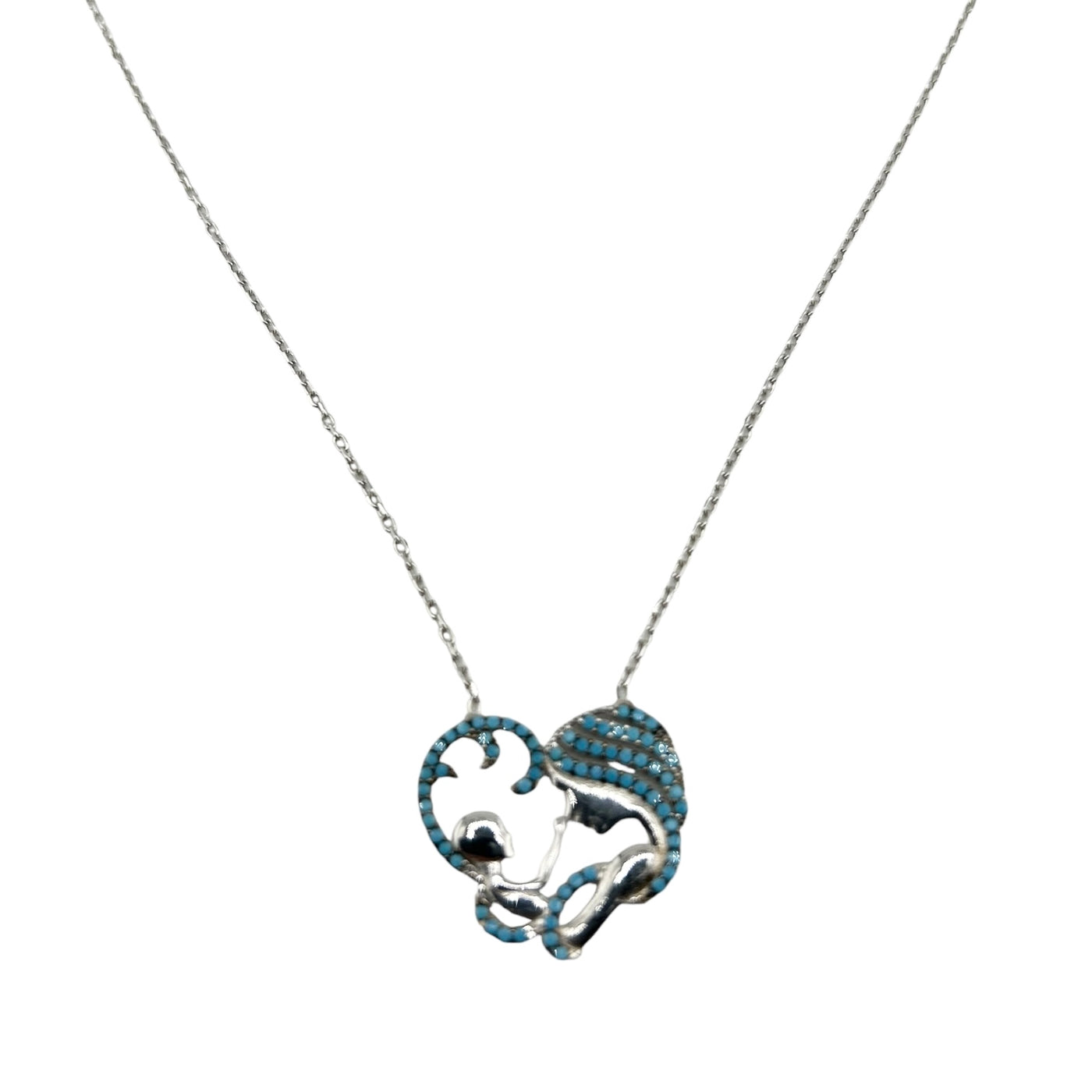 Sterling Silver Turquoise Motherhood Womens Necklace